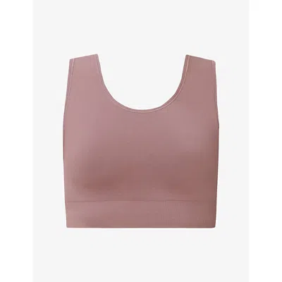 Sweaty Betty Womens Duskberrypurple Stamina Seamless Scoop Sports Bra Xl In Pink