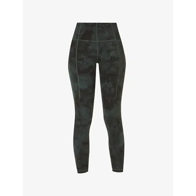 Sweaty Betty Womens Trek Green Spray Dye Super Soft 7/8 High-rise Stretch-jersey Yoga Leggings