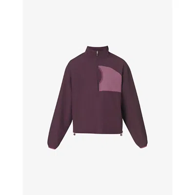 Sweaty Betty Womens Neptunepurple Argyle Warm Up Performance Fleece-lined Half-zip Woven Sweatshirt In Purple