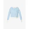 Sweaty Betty Womens After Class Crop Cotton And Modal-blend Sweatshirt Tidal Blue Stripe Xs