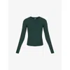 Sweaty Betty Womens  Essential Sculpt Long-sleeve Cotton-jersey Top In Trek Green