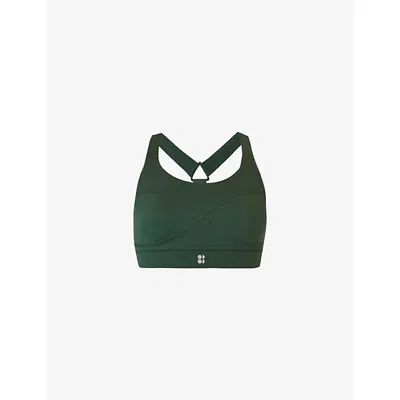 Sweaty Betty Womens Power Medium-support Stretch-woven Sports Bra Trek Green Xxs