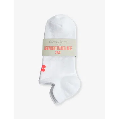 Sweaty Betty Womens  Workout Lightweight Pack Of Three Organic-cotton Blend Trainer Socks In White A