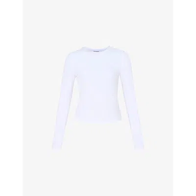 Sweaty Betty Womens White Essential Sculpt Long-sleeve Stretch-woven Top