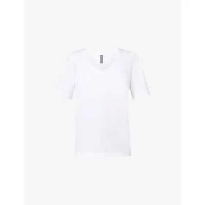 Sweaty Betty Womens White Essential V-neck Cotton-jersey T-shirt Xxl