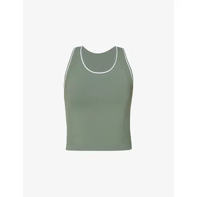 Sweaty Betty Womens Willow Green Athlete Crop Seamless Stretch-woven Gym Vest Top