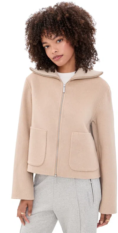 Sweaty Betty Wool Cropped Jacket Almond Beige In Pink