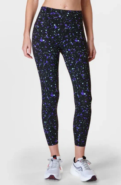 Sweaty Betty Zero Gravity Pocket 7/8 Leggings In Purple Marble Terazzo Print