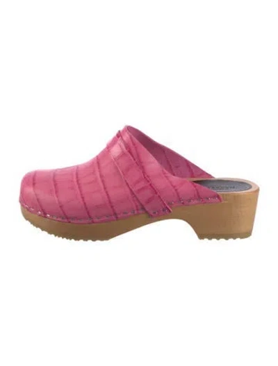 Pre-owned Swedish Hasbeens Embossed Leather Mules In Pink