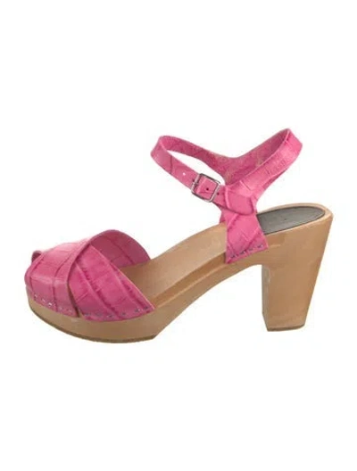 Pre-owned Swedish Hasbeens Leather Animal Print Pumps In Pink