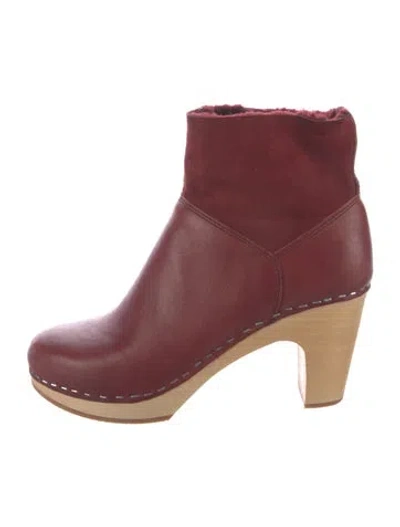Pre-owned Swedish Hasbeens Leather Boots In Burgundy