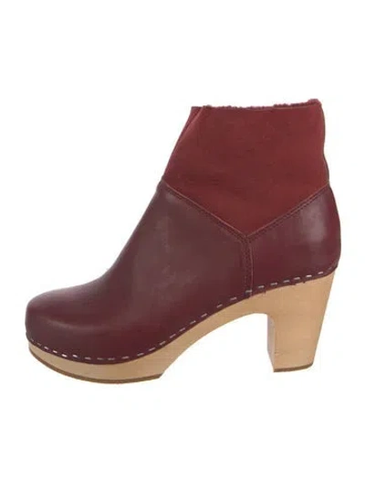 Pre-owned Swedish Hasbeens Leather Boots In Burgundy