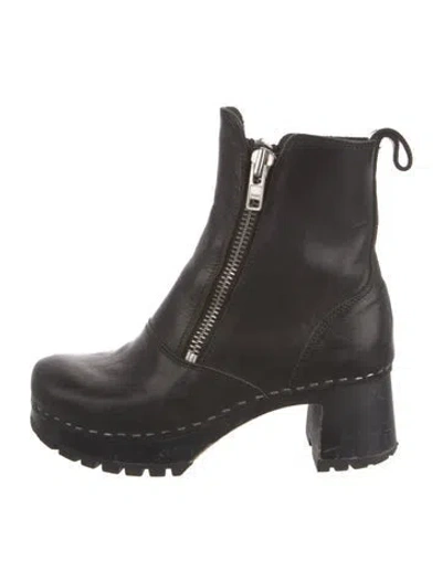 Pre-owned Swedish Hasbeens Leather Chelsea Boots In Black