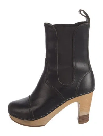 Pre-owned Swedish Hasbeens Leather Chelsea Boots In Black
