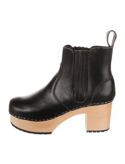 Pre-owned Swedish Hasbeens Leather Chelsea Boots In Black