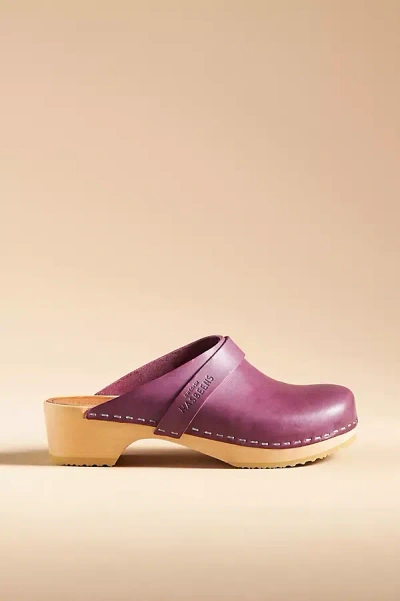 Swedish Hasbeens Leather Clogs In Purple