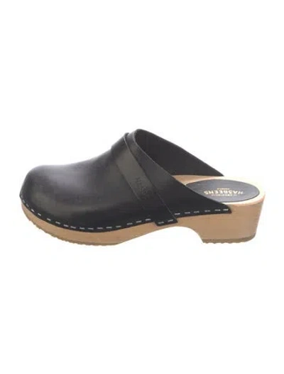 Pre-owned Swedish Hasbeens Leather Flats In Black