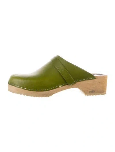 Pre-owned Swedish Hasbeens Leather Flats In Green
