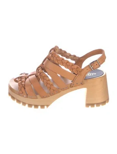 Pre-owned Swedish Hasbeens Leather Gladiator Sandals In Brown