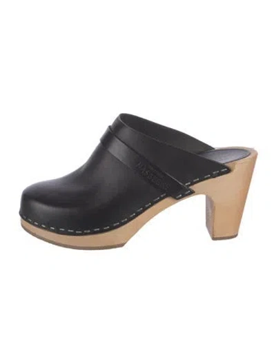 Pre-owned Swedish Hasbeens Leather Mules In Black