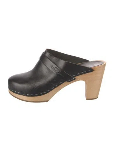 Pre-owned Swedish Hasbeens Leather Mules In Black