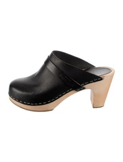 Pre-owned Swedish Hasbeens Leather Mules In Black