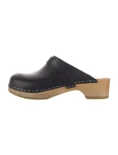 Pre-owned Swedish Hasbeens Leather Mules In Black