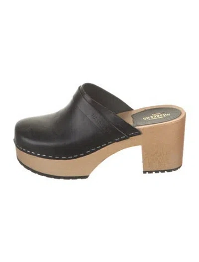 Pre-owned Swedish Hasbeens Leather Mules In Black