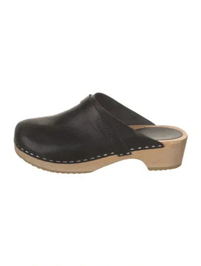 Pre-owned Swedish Hasbeens Leather Mules In Black
