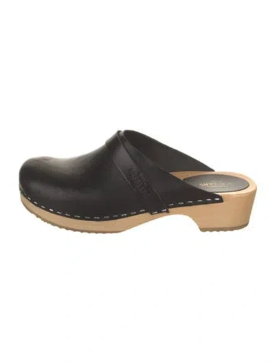 Pre-owned Swedish Hasbeens Leather Mules In Black