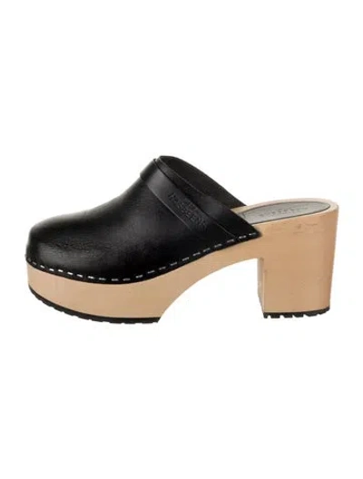 Pre-owned Swedish Hasbeens Leather Mules In Black