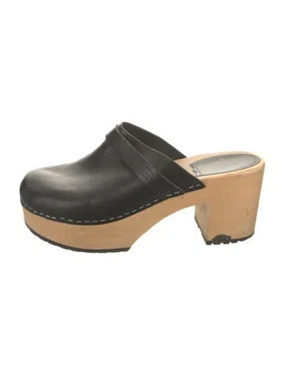 Pre-owned Swedish Hasbeens Leather Mules In Black/neutrals