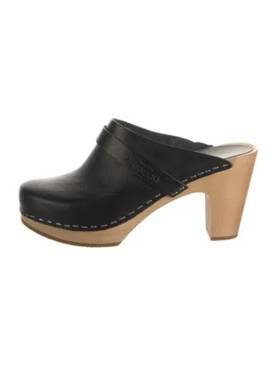 Pre-owned Swedish Hasbeens Leather Mules In Black/neutrals