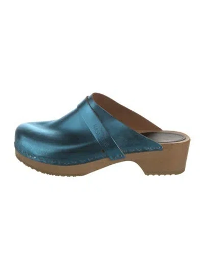 Pre-owned Swedish Hasbeens Leather Mules In Blue