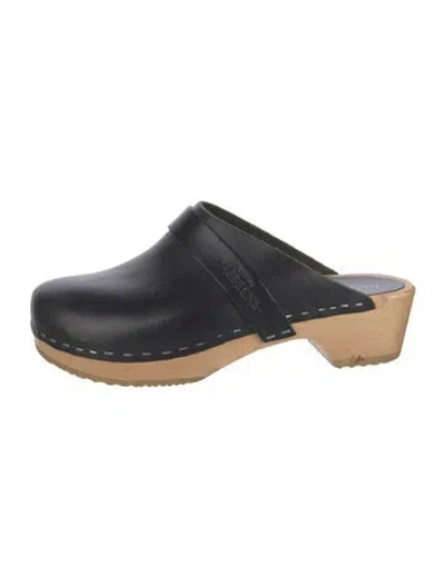 Pre-owned Swedish Hasbeens Leather Mules In Blue