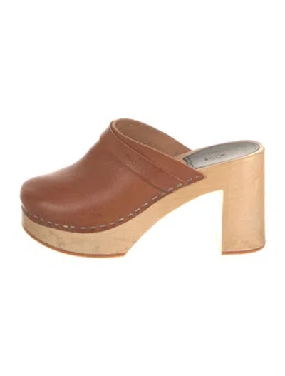 Pre-owned Swedish Hasbeens Leather Mules In Brown