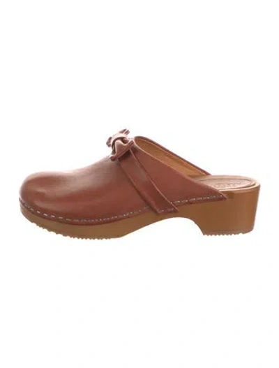 Pre-owned Swedish Hasbeens Leather Mules In Brown