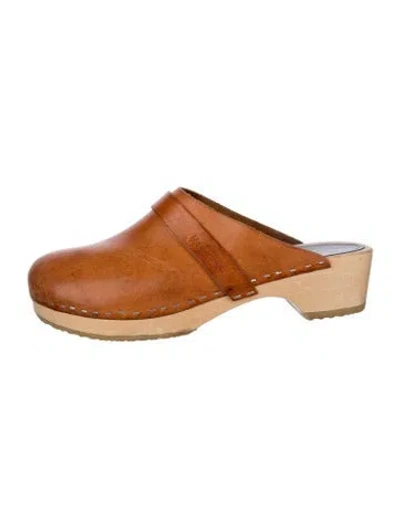 Pre-owned Swedish Hasbeens Leather Mules In Brown