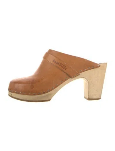 Pre-owned Swedish Hasbeens Leather Mules In Brown