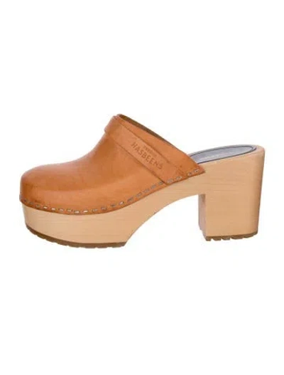 Pre-owned Swedish Hasbeens Leather Mules In Brown