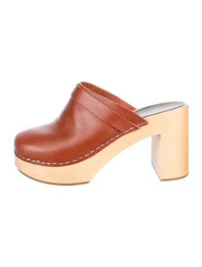 Pre-owned Swedish Hasbeens Leather Mules In Brown