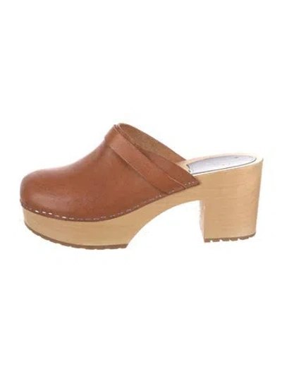 Pre-owned Swedish Hasbeens Leather Mules In Brown