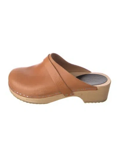 Pre-owned Swedish Hasbeens Leather Mules In Brown