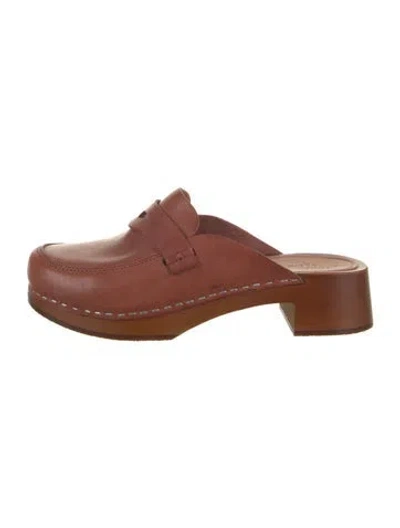 Pre-owned Swedish Hasbeens Leather Mules In Brown