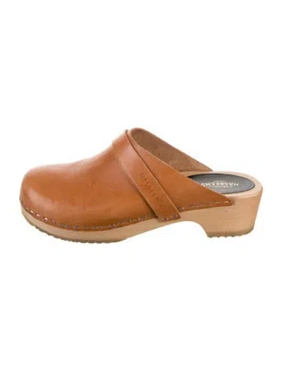 Pre-owned Swedish Hasbeens Leather Mules In Brown