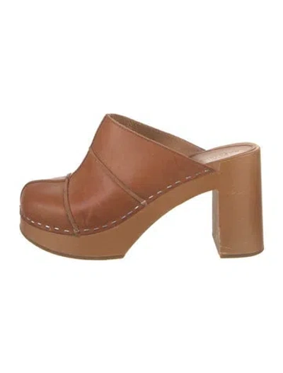 Pre-owned Swedish Hasbeens Leather Mules In Brown/neutrals