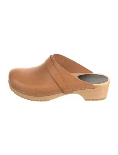 Pre-owned Swedish Hasbeens Leather Mules In Neutral