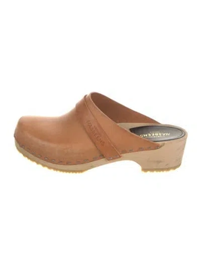 Pre-owned Swedish Hasbeens Leather Mules In Neutral