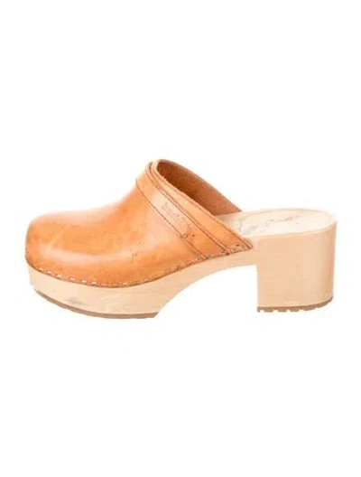 Pre-owned Swedish Hasbeens Leather Mules In Neutrals