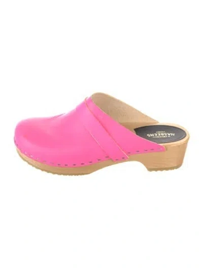 Pre-owned Swedish Hasbeens Leather Mules In Pink